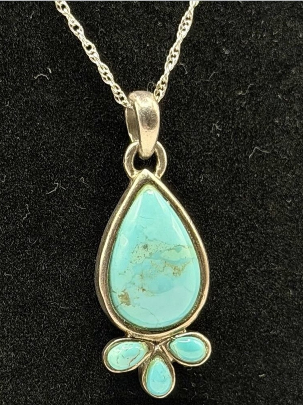 Studio Barse Silver Turquoise Teardrop Pendant Necklace - Turquoise